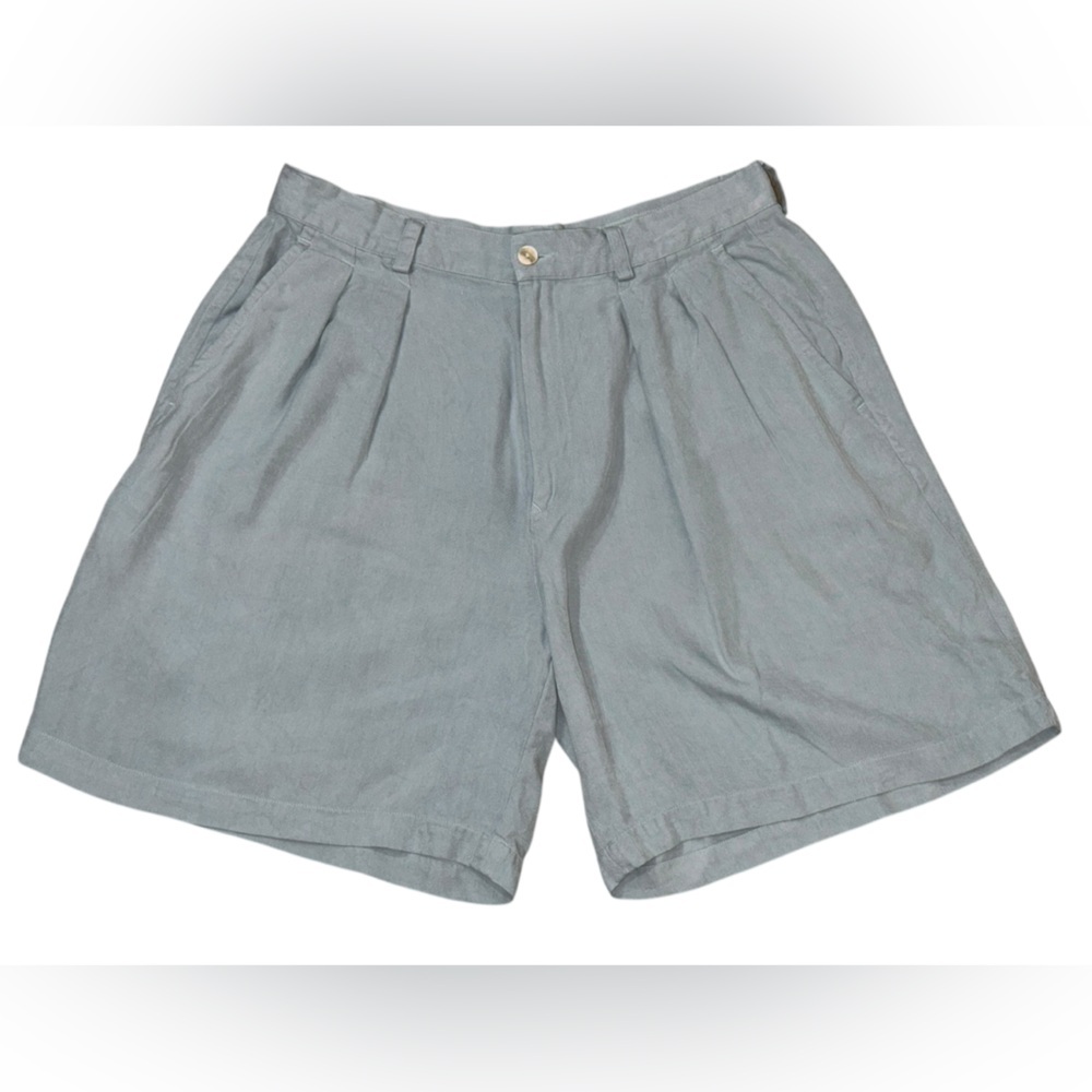 Tommy Bahama Vintage Light Blue 100% Silk Pleated Front Shorts Size 14